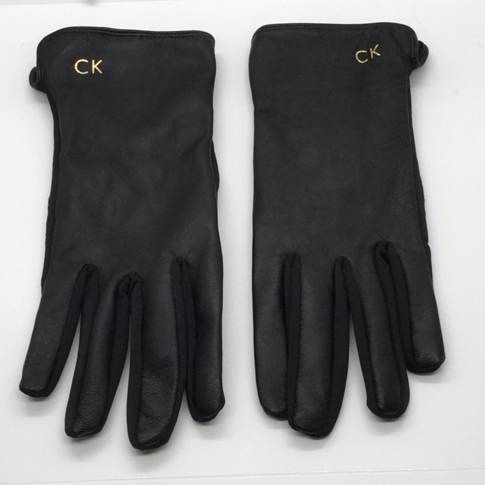 Calvin Klein Black Leather Gloves